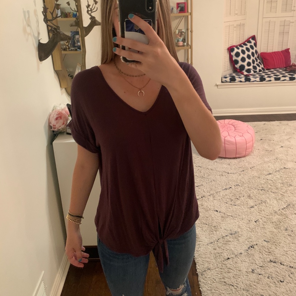 J Roberts maroon front tie tee!